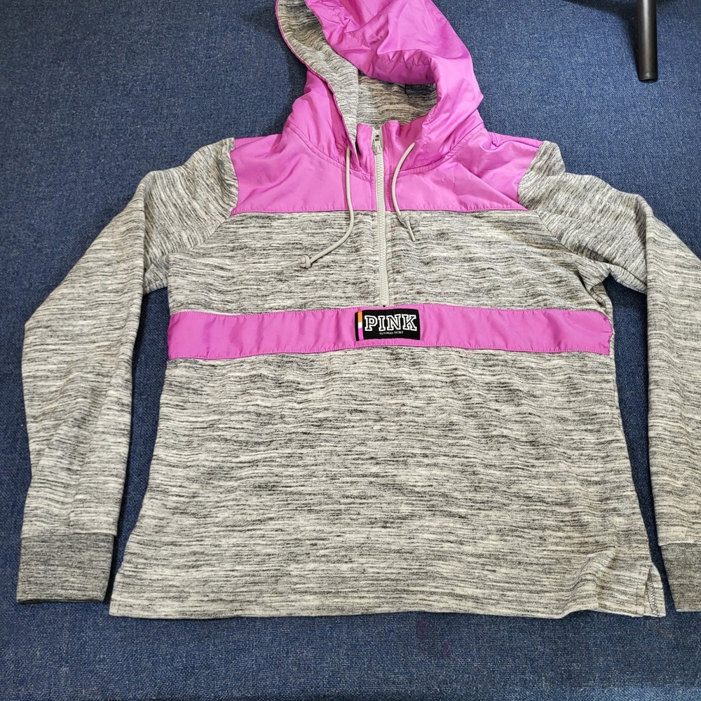 Pink Victoria's Secret Half Zip Hoodie Grey Purple Space Dye Women's Medium Y2K